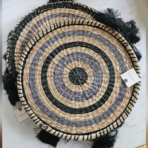 Set of 6 Anthropologie Round Rattan Placemats